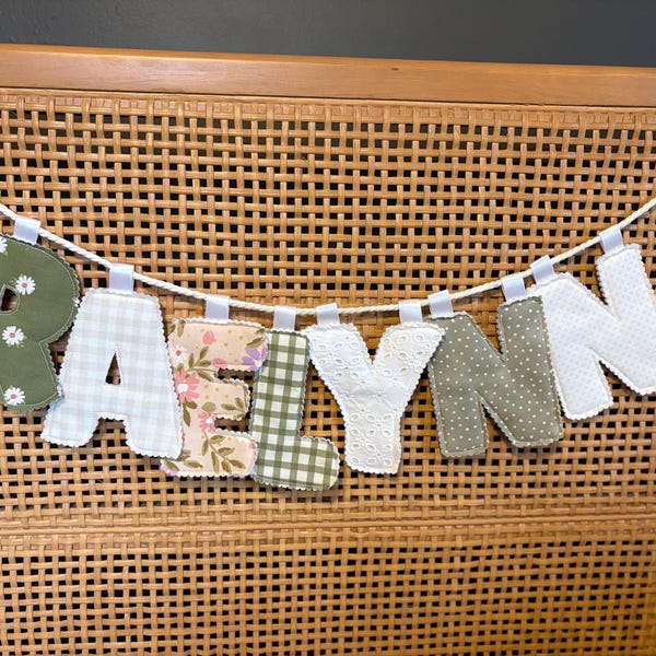 Custom Banner Letters – 5 Inch Fabric Letters – Nursery Name Banner – Wall Decor – Personalized Gift