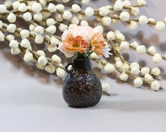Ceramic Bud Vase - Dark Stoneware - Home Accent - Stamp Texture