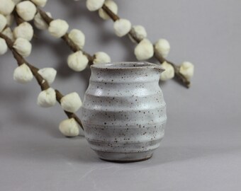 Ceramic Small Pitcher - Maple Syrup Pitcher - Dark Stoneware - White Glaze - Thrown