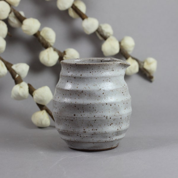 Ceramic Small Pitcher - Maple Syrup Pitcher - Dark Stoneware - White Glaze - Thrown
