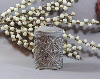 Ceramic Jar - Dark Stoneware - Home Accent - Stamp Texture