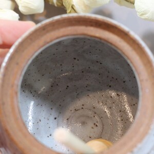 Ceramic Honey Pot Honey Jar Dark Stoneware White Glaze Thrown image 6