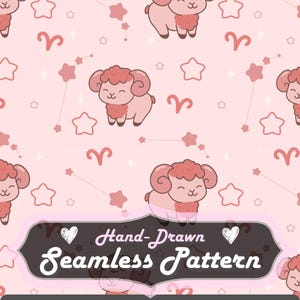 Widder Muster, nahtloser Sternzeichen Hintergrund (JPEG Digitales Papier 300 DPI, 30 x 30 cm)