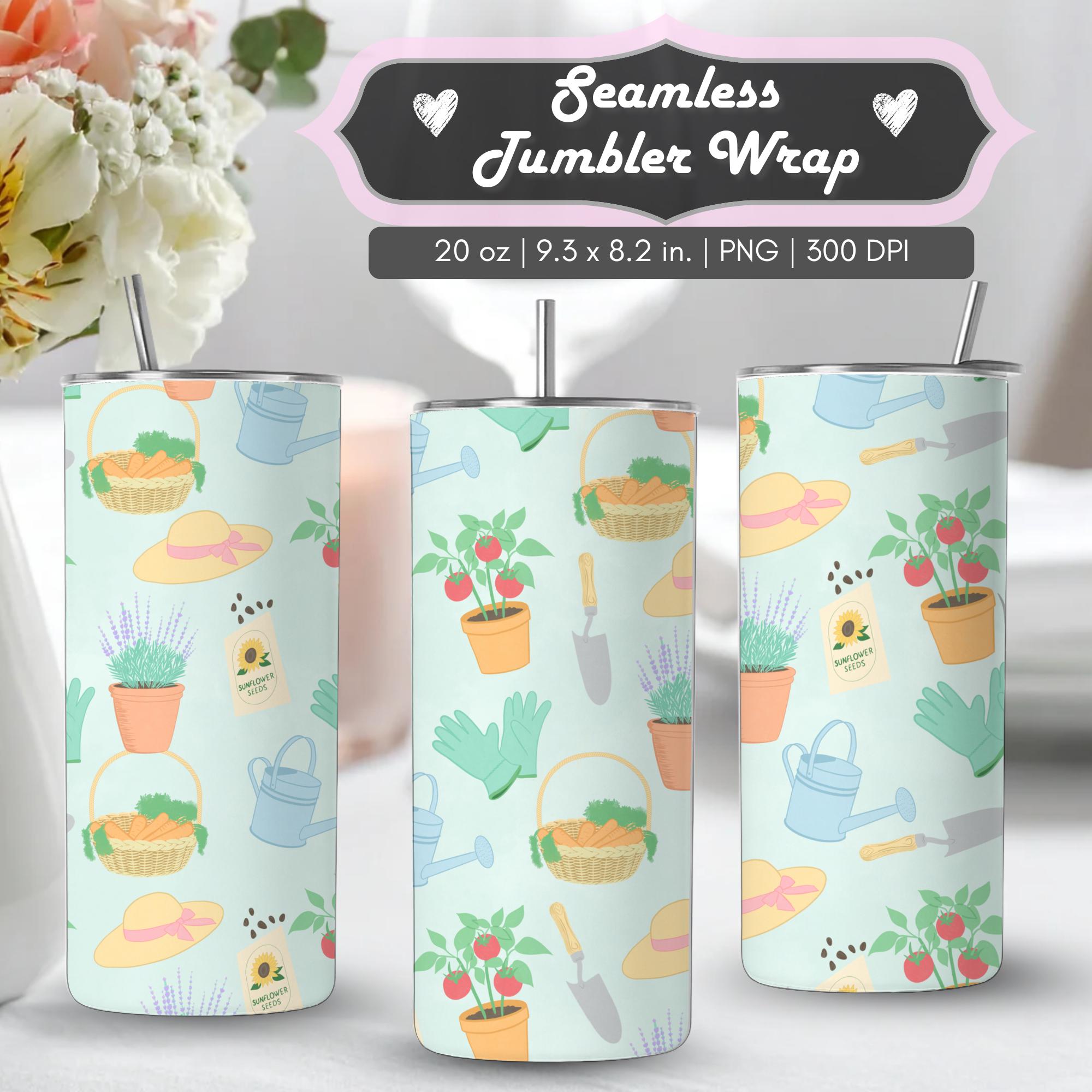 Gardening Tumbler Wrap PNG, Vegetable Garden Seamless Sublimation ...