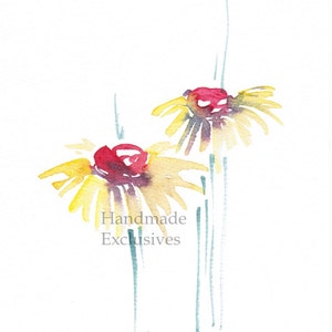 Red daisies Blank Daisies under 10 Mother's Day Watercolor Card Handmade Exclusives Handpainted Greeting card