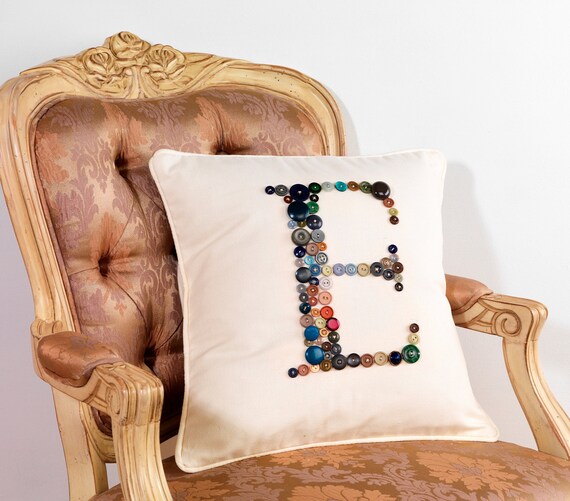Items similar to CUSTOM MADE Monogram Letter E Pillow Cushion Cover in