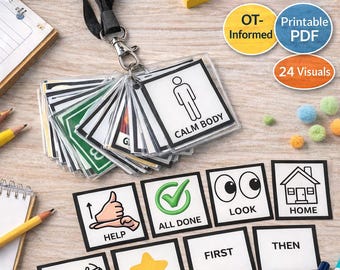 Communication & Behavior Visual Cards for Classroom | Lanyard Visuals for Autism, Special Education, and Therapy