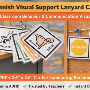 Spanish Visual Support Cards | Classroom Behavior Communication Lanyard Aids (PDF Download)