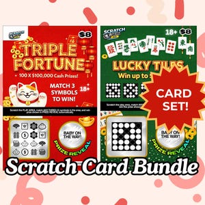 妊娠発表スクラッチカードセット｜招き猫＋麻雀セット｜家族のための赤ちゃん発表カード