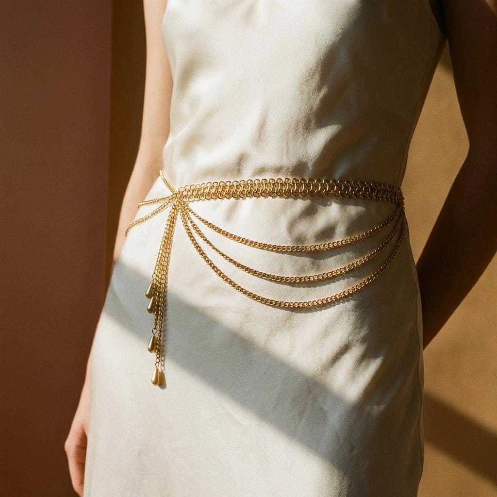 Vintage Gold Two Strand Chain Draped Belt Vintage St John Chunky Triple-Strand Chain Belt II – Recess main image 3