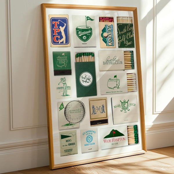 Golf Courses Matchbook Print | Classic Country Club Decor (Digital Download)