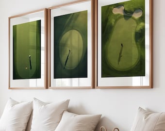 BUNDLE SET Aerial Golf Course 3 Prints | Modern Art, Gift for Dad (Digital Download)
