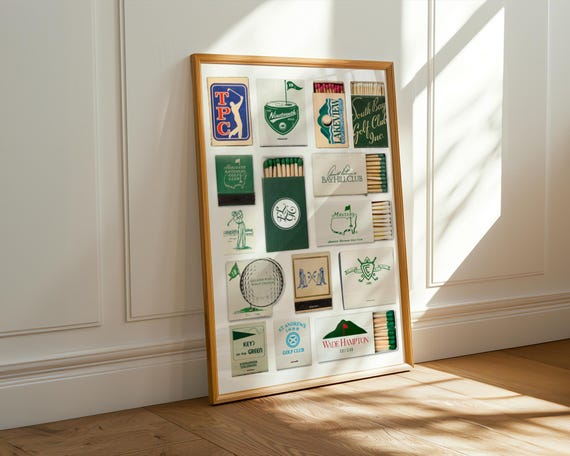 Golf Courses Matchbook Print | Classic Country Club Decor (Digital Download)