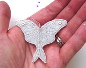 Luna Moth Pendant - luna moth necklace, luna moth, moon moth, embroidered pendant, wedding jewellery, bridal jewelry, bridesmaid necklace