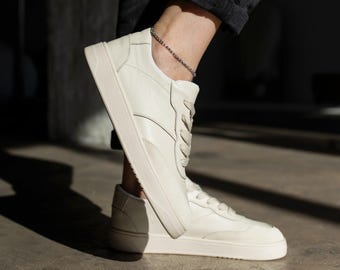 Anatomical Barefoot Sneakers, Wide Toe Box Shoes, White Leather Walking Trainers, Wide Fit Footwear for Women