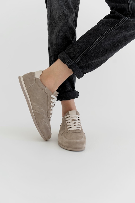 Barefoot Suede Sneakers, Wide Toe Box Women's Shoes, Grounding Sneakers, Zero Drop Brown Suede Shoes, Anatomical Wide Fit Sneakers
