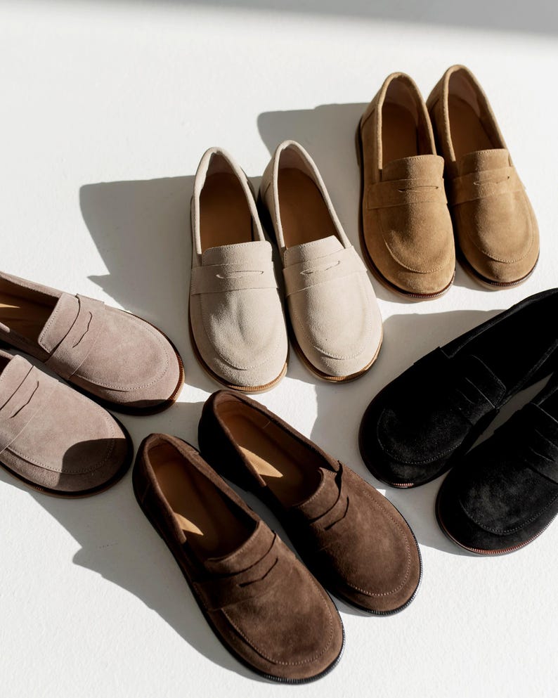 Dark Brown Suede Penny Loafers for Women, Wide Toe Box Barefoot Shoes, Handmade Chocolate Suede Flats, Anatomical Women's Shoes image 15