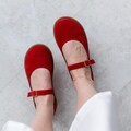 Wide Width Red Flats, Anatomical Suede Ballerinas, Wide Fit Shoes for Women, Comfortable Square Toe Flats, Red Soft Walking Shoes product logo