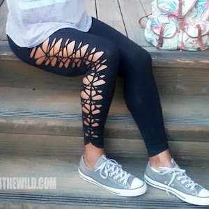 Braided Leggings//Black//Women&#39;s//Yoga Leggings// The Dreamer//Yoga//Festival//dance//Hooping//Cut Leggings