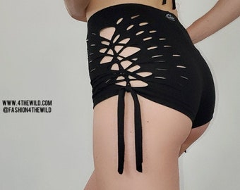 Sexy Black Booty Shorts - "Vortex" Short Short-  New Festival Fashion