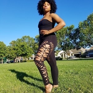 Sexy Leggings// Braided Leggings Yoga Dance Leggings Club Wear Festival Pants yoga pants active wear sexy yoga pant club clothe cut tights image 5