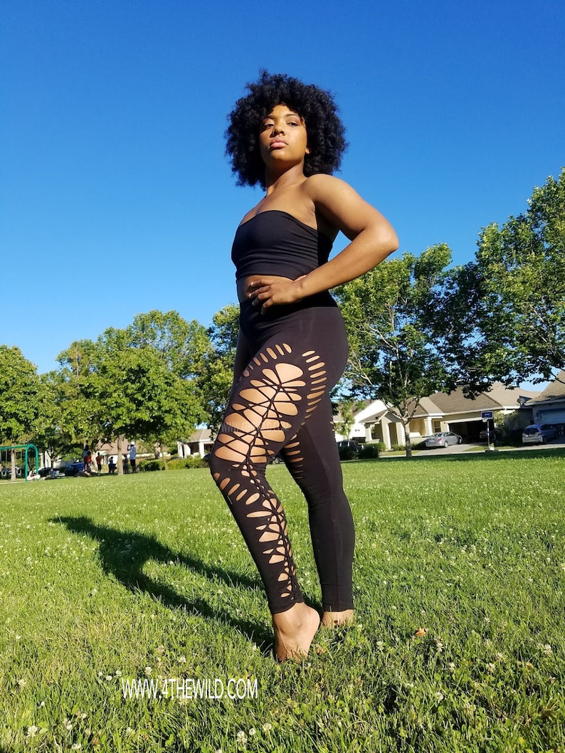 Sexy Leggings// Braided Leggings Yoga Dance Leggings Club Wear Festival Pants yoga pants active wear sexy yoga pant club clothe cut tights image 5