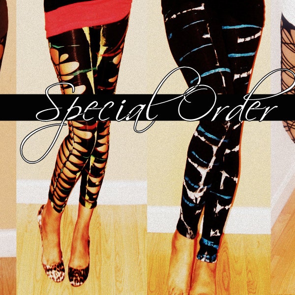 Reserved for MC2013 Womens Leggings - RASTA Colors Red, Yellow, Green Painted Leggings XL