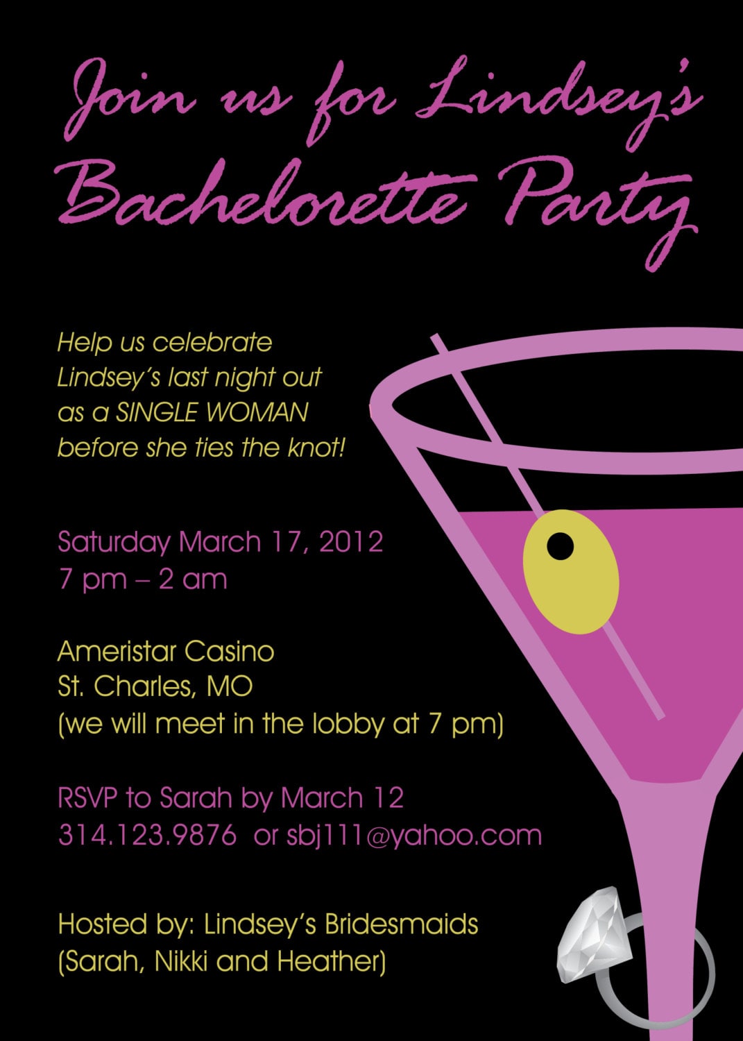 Bachelorette Party Invitation Cocktail - Etsy