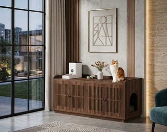 XL Hidden Cat Litter Box – Wooden Pet House, TV Stand, Side Entry