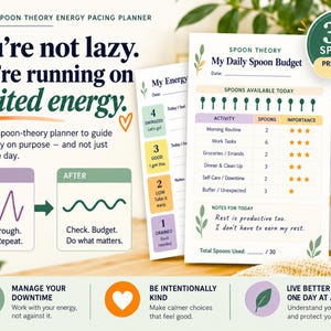 Pacing Planner, 30-Page Spoon Theory Workbook PDF in US Letter and A4