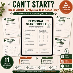 Executive Dysfunction Toolkit for ADHD | ADHD Starter System | 11 Practical Tools to Start Tasks | Printable PDF