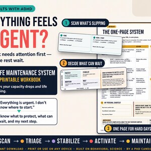 ADHD Life Maintenance System | Life Admin Planner & Executive Function Workbook for Adults | Overwhelm Reset | Printable PDF