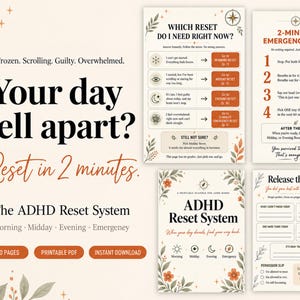 Printbaar ADHD-resetplan | Herstart na overbelasting | Resetplanner voor ochtend, middag en avond | Noodreset voor volwassenen | PDF
