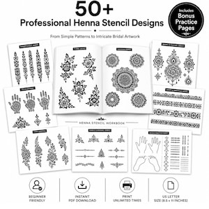 50+ Moroccan Henna Stencils | Ready-to-Trace Design Templates | Bridal & Everyday Mehndi Patterns"
