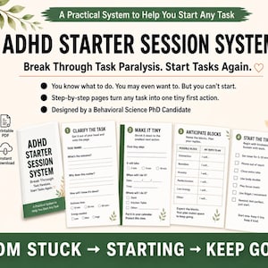 ADHD Starter Session System | Task Paralysis & Executive Dysfunction | Can't Start Tasks? Get Unstuck and Take the First Step