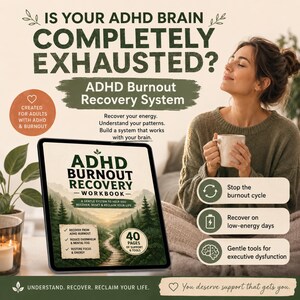 ADHD Burnout Recovery System for Women |Overwhelm Reset & Executive Dysfunction Support | ADHD Self Care Workbook for Mental Exhaustion |PDF