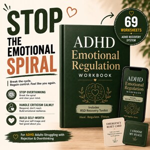 ADHD Emotional Regulation Workbook | Break Emotional Spirals with the RSD Recovery Toolkit | Rejection Sensitivity and Self-Worth PDF