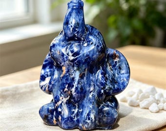 2,4" handgesneden natuurlijk sodaliet schattig olifant beeldje, mini sodaliet olifant standbeeld, Crystal Healing Home decor, olifant geschenken