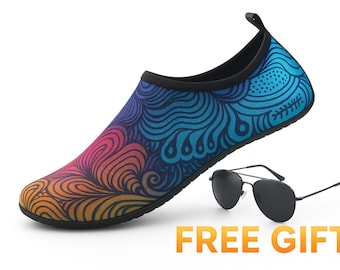 Quick-Dry Water Shoes for Beach, Swim, Yoga, Camping – Barefoot Aqua Socks + Free Sunglasses GIFT
