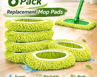 Microfiber Reusable Mop Cover, Set of 6 Washable Mop Cover, Compatible with Standard Swiffer resuable swiffer cover, washable swiffer cover