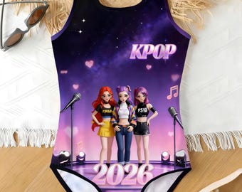 K-Pop Demon Hunters Rumi Girls Swimsuit, Youth One-Piece Swimsuit, Anime-Inspired Swimwear, Cute Summer Swim Suit for girls kids kpop