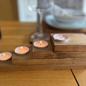 Rustic Tealight holder        stackable wood 4 candle holder
