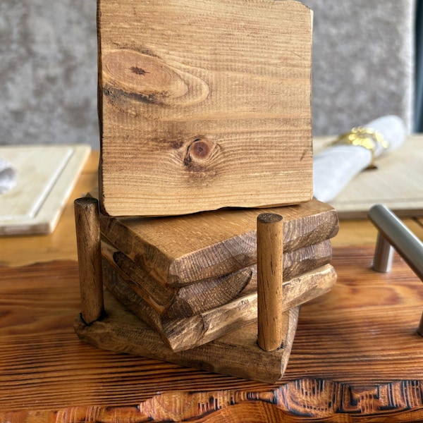 Juego de 4 posavasos rústicos hechos a mano