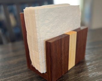 Wooden Napkin Holder - Handcrafted Walnut & Pine - Minimal Rustic Home Decor