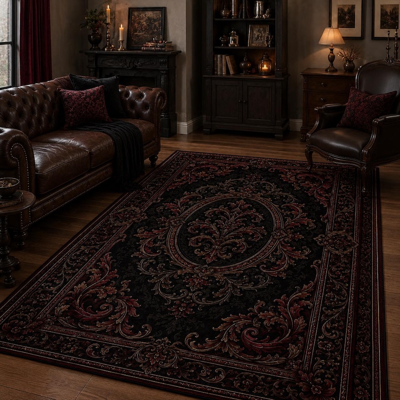 Dark Brown Burgundy Rug - Etsy
