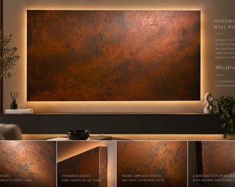 Handmade Aged Bronze Wall Panel: Textured Copper Finish (185x115cm)