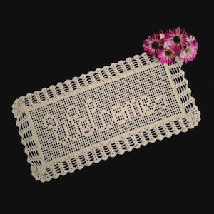 Patron de napperon de bienvenue au crochet - Filet - Fil (Patron PDF)