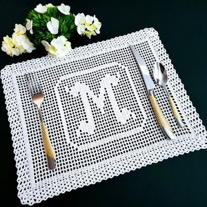 Monogram Doily and Placemat Crochet Pattern Monogram Placemat Name Doily Pattern Fillet Crochet Pattern Instant Download PDF image 8