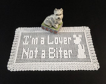 I'm a Lover Not a Biter Doily Crochet Pattern - Dog Fillet Crochet Pattern - Animal Fillet Crochet Pattern - Instant Download PDF