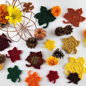 Herbst Ahornblatt Applikationen Häkelanleitung - Blatt Motiv Häkelanleitung - Herbst Blatt Applikation Häkelanleitung - Blätter - Sofort Download PDF